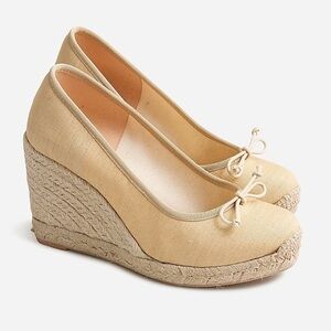 NIB J CREW Tan Seville Made In Spain Espadrille Ballet Pump Wedges sz 12